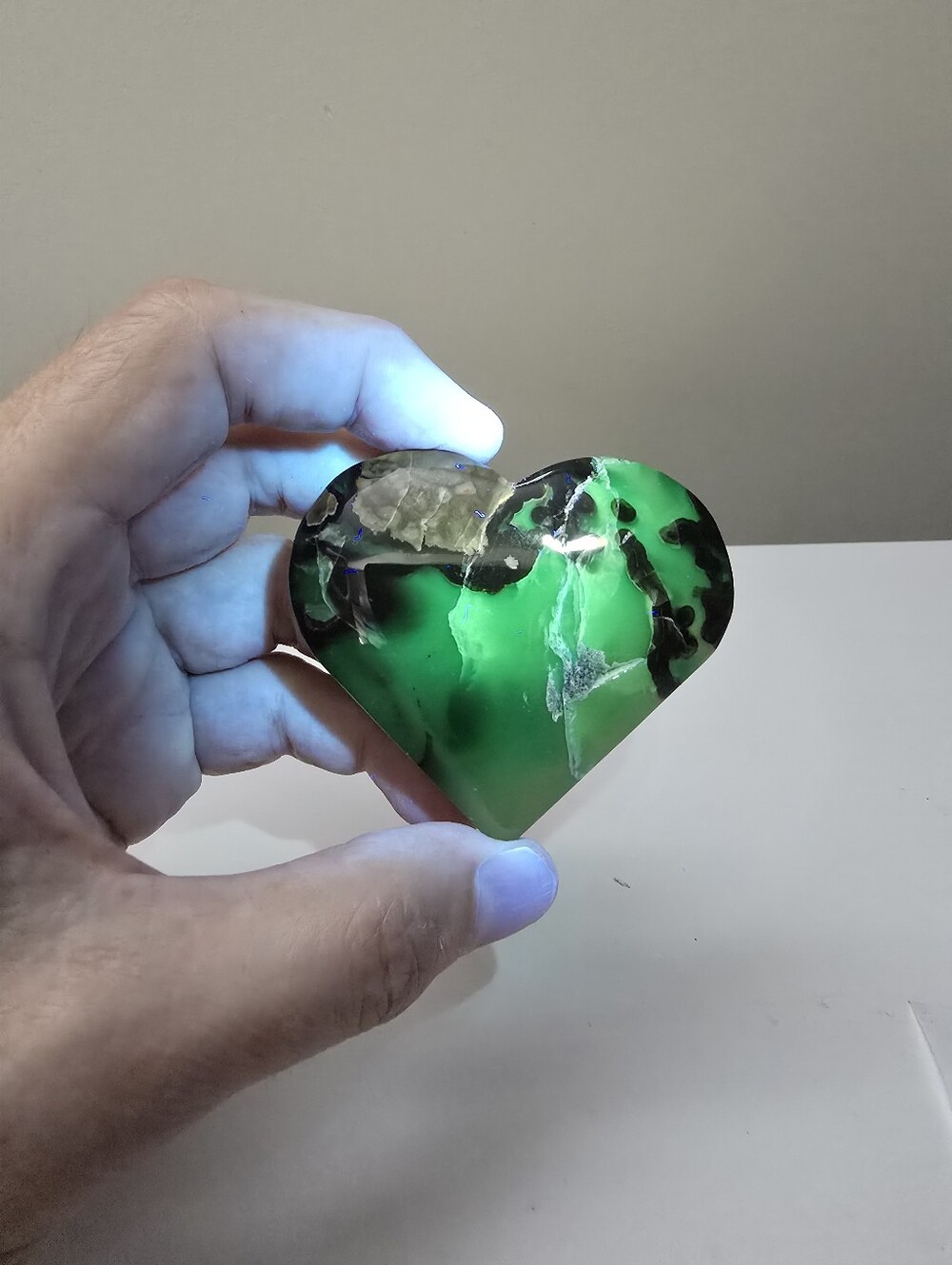 Volcano Agate Crystal Heart #E